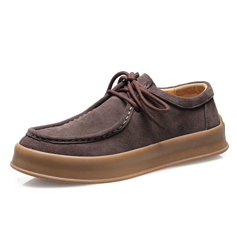 Fashion Men's Casual Leather Shoes 2025 New Casual Shoes Spring Cow Suede Leather Men's Shoes Versatile Lace Up Low Top Board Shoe
