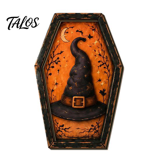 Spooky Fireplace Accents Vintage Halloween Wooden Table Decoration, Rustic Black Cat Ghost Skeleton Pumpkin Decorations Desktop Block Sign for