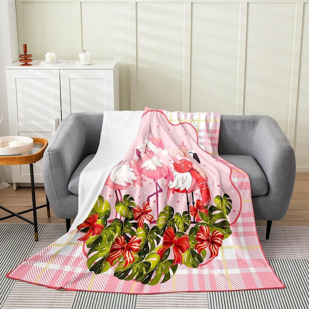 Xmas Grids Flannel Blanket Warm Lightweight,Merry Christmas Theme Warm Blanket for Couch Sofa Decor,Cartoon Santa Claus Warm