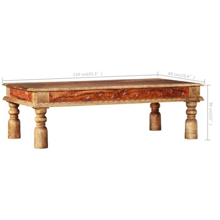 VidaXL Coffee Table Sheesham and Mango Wood 110 X 60 X 38 Cm