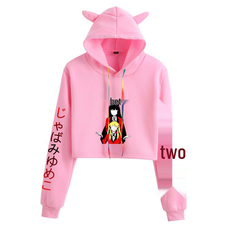 Kakegurui Cat Ear Anime Crop Top Hoodie for Women