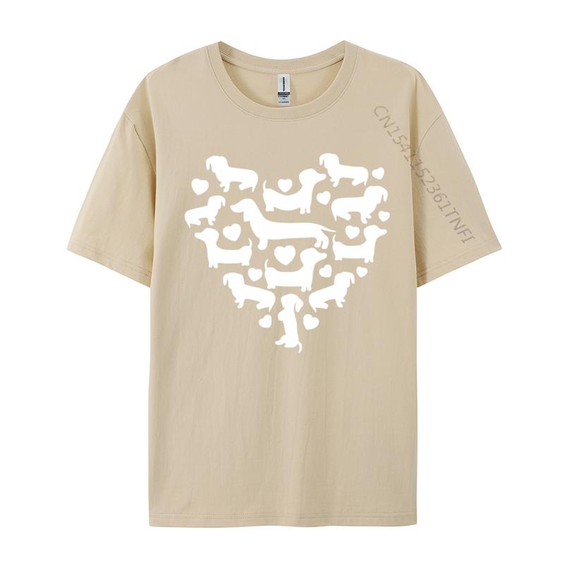 Leisure Tees Hip Hop Cotton Unisexs Top Tshirts Funny Dachshund Hearts Valentines Day Tshirt Black Shirt Graphic Tees