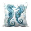 Home Decor Oceanic Creatures: Seahorses, Starfish & Turtles Pattern Cushion Cover Suitable for Sofa Bedroom Car Pillow Cover