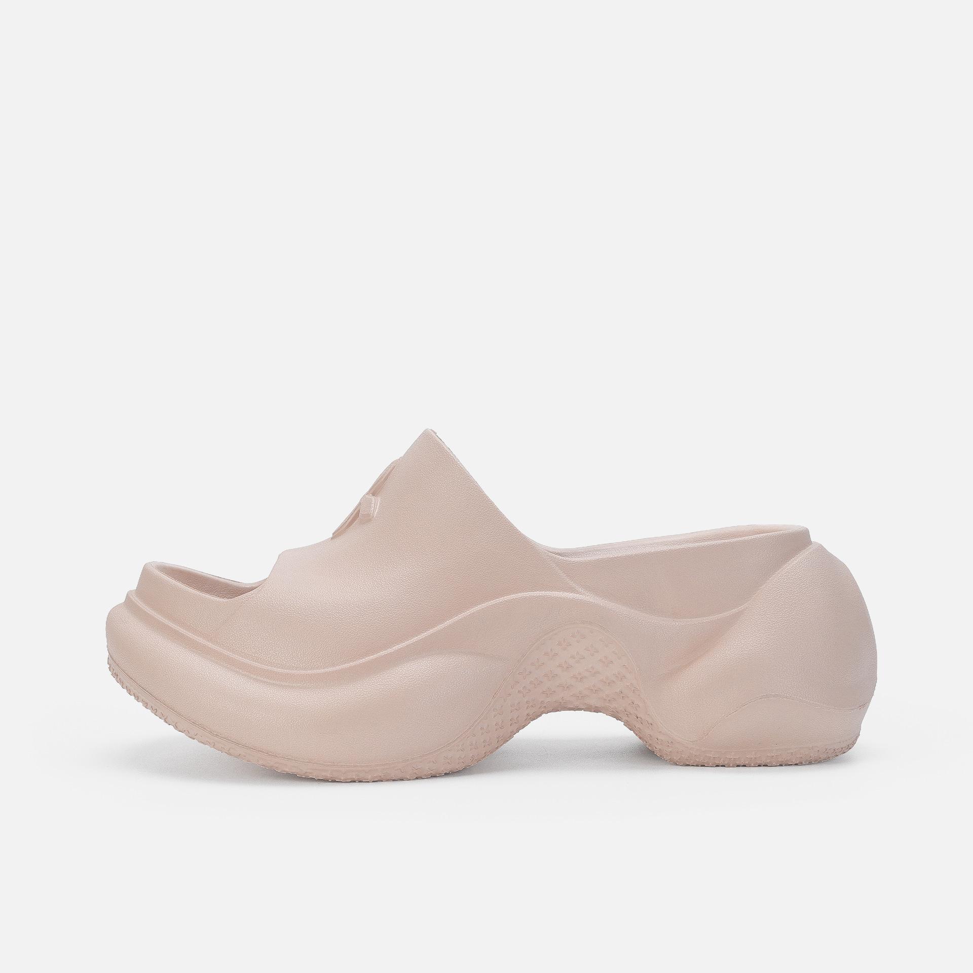 

Шлепанцы на платформе с перекрестными цветами, женская уличная обувь, новые ЭВА шлепанцы с отверстиями, повседневные пляжные сандалии на танкетке для женщин 39-40 абрикосовый