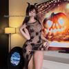 Alluring Jacquard Mesh Asymmetric Dress Lingerie - Dark Halloween Little Devil Cosplay Uniform