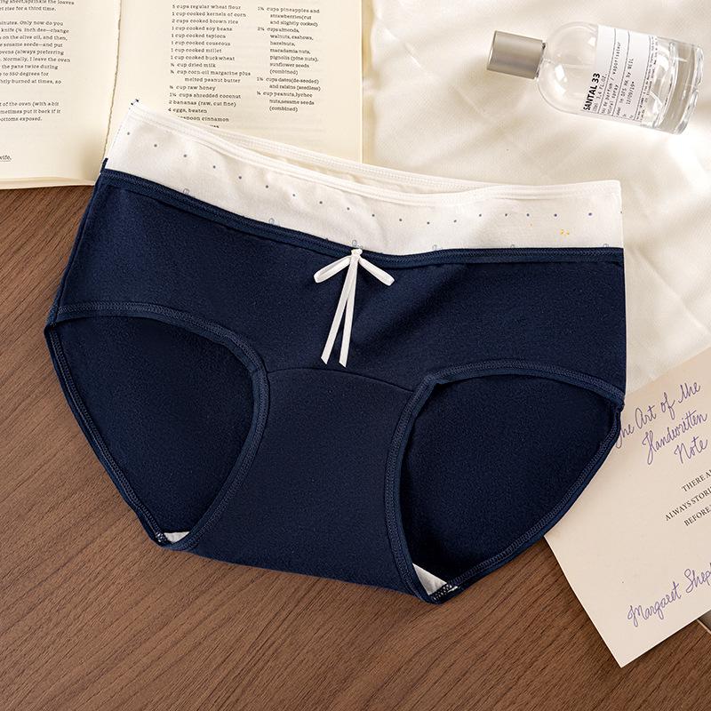 Japanese Contrast Color Block Cotton Women's Antibacterial Briefs