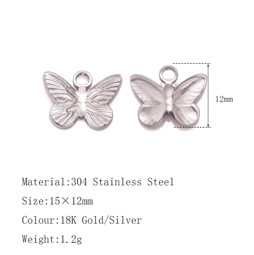 3Pcs Flower&Insect Charms Stainless Steel Exquisite Butterfly/Bee/Rose/Scarab Pendant Necklace Earring Dangle DIY Jewelry Making
