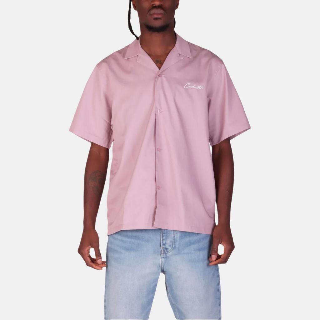 Carhartt WIP Logo Button Short Sleeve Shirt Men shirts Pink I031465-2QS-XX