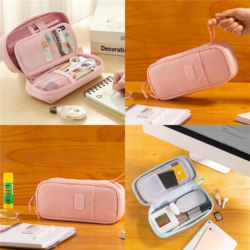 Large Pencil Case for Girls Big Capacity Pencil Pouch Stationery Organizer Portable Office Stationery Makeup Bag