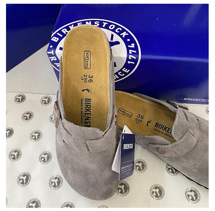 Unisex BK Pravá kůže Birkenstock Uzavřené Retro Mules s Korkovou Podrážkou – Pohodlné a Všestranné.