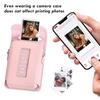 Rieibi mini Link3 Case, Compatible with FUJIFILM Instax Mini Link3, Shoulder Strap PU Leather Pink 13.5*9.7*4CM