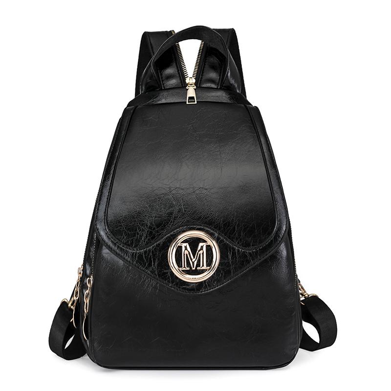 

Рюкзак многофункциональный женский рюкзак с цветными блоками и замком чёрный