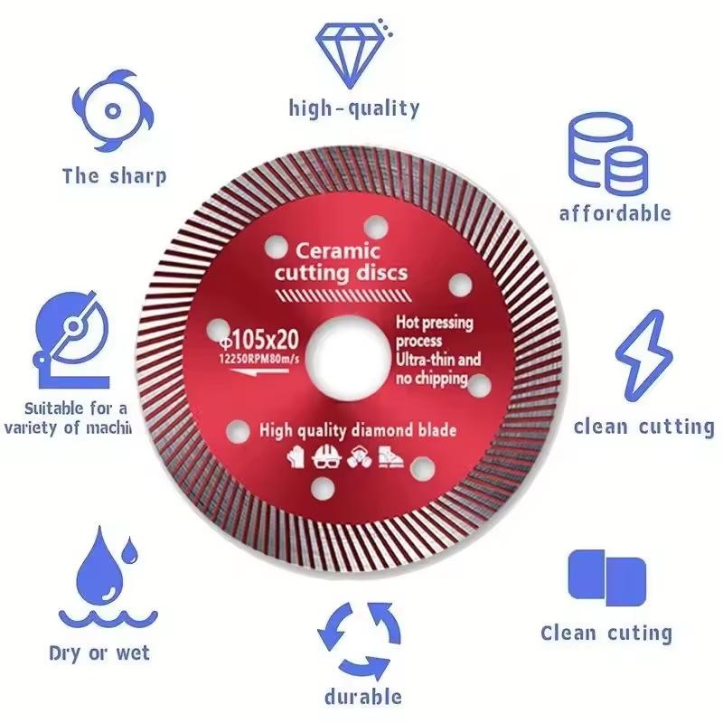 Cutting Blades for Angle Grinder Diamond Saw Blade 105mm Turbo Diamond Saw Blade Disc Porcelain Tile Ceramic Granite Marble