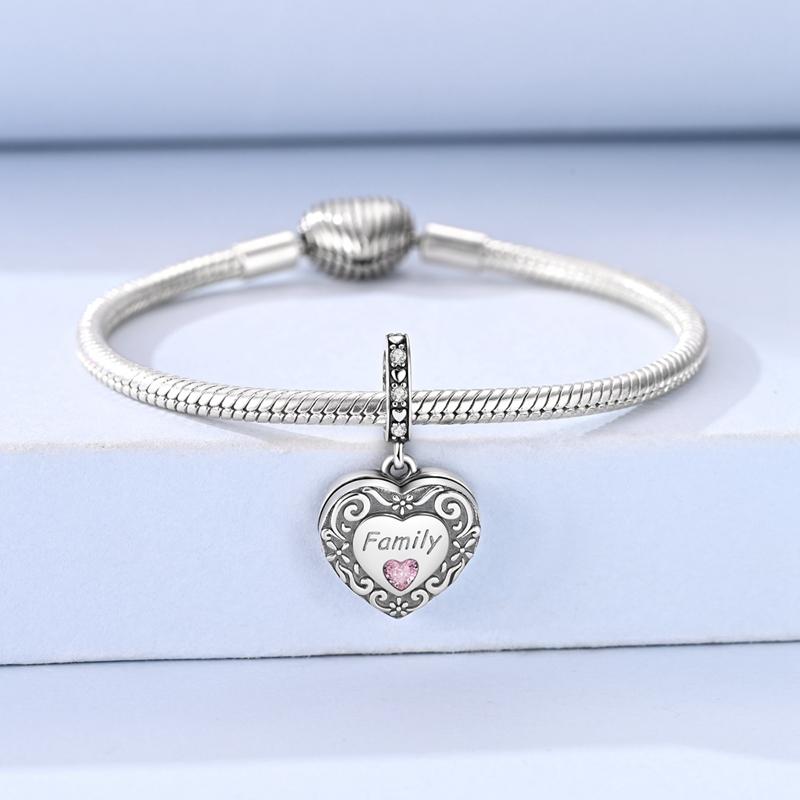 Original 925 Sterling Silver Bead Charms Family Heart Photo Frame Pendant Fit Original Bracelet For Women DIY Jewelry Gift
