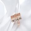 Rose Gold Color Square Big Ring For Women Vintage Natural Zircon Glossy Metal Ethnic Bride Ring Daily Jewelry