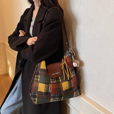Dámská velkokapacitní taška přes rameno, dámská kostkovaná multifunkční dojíždějící volnočasová venkovní crossbody taška