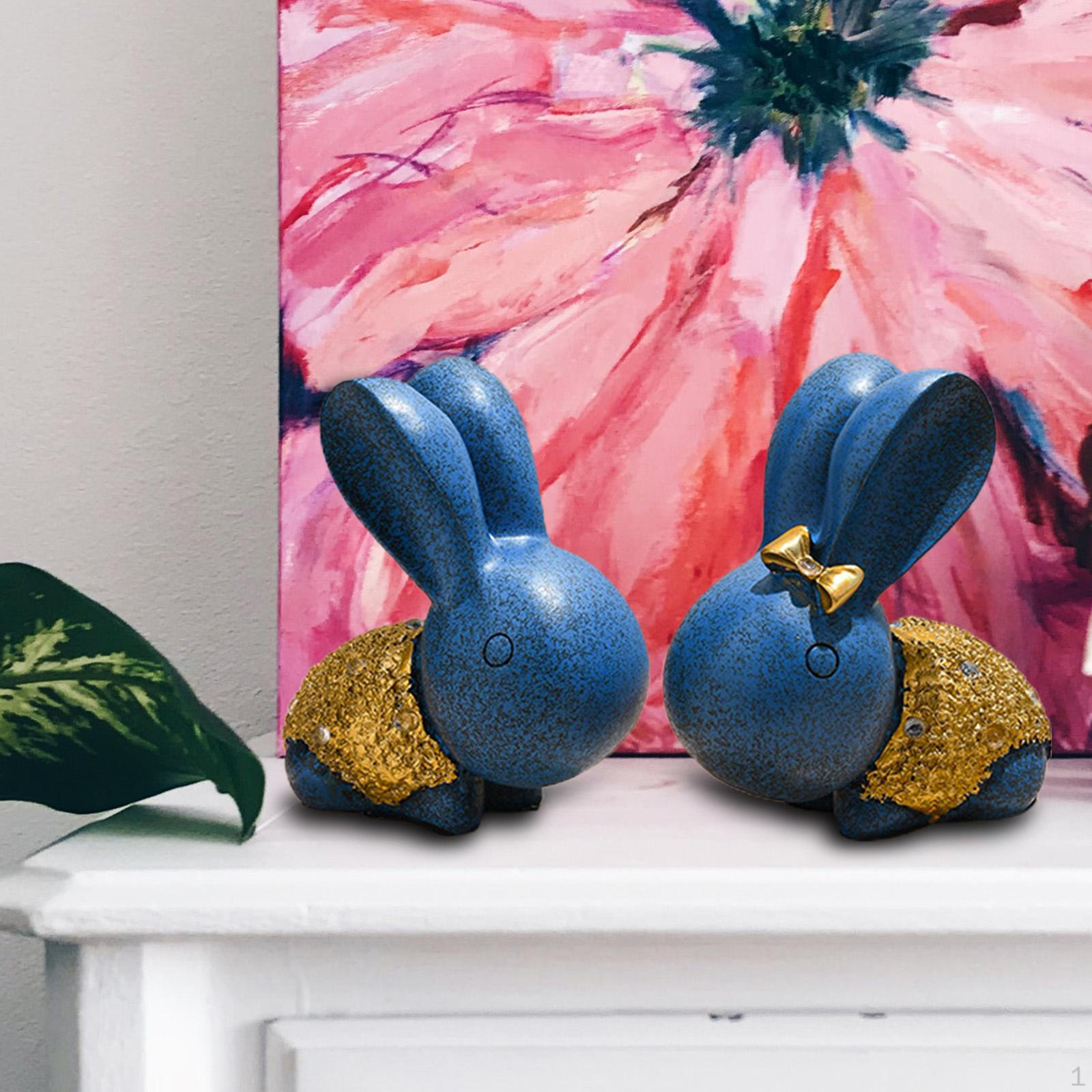 

2 Pcs Pair of Ornament Figurines Handwork Decoration Statue for Office Tabletop Blue