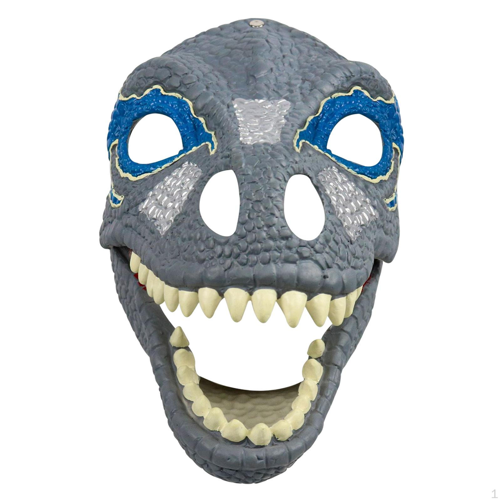 

Dinosaur Movable Jaw Latex Animal Headgear for Fancy Dress Party Masquerade Festival Photo синий