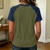 Women Casual Short Sleeve Raglan Sleeve T Shirt Crew Neck Color Block Loose Fit Lightweight Summer Top