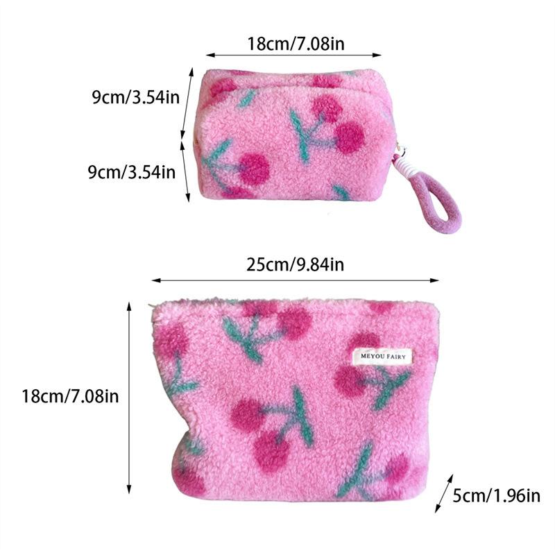 Cute Sweet Plush Makeup Bag Large Capacity Soft Storage Bag Large Clutch Portable Travel Cosmetic Toiletry Bags For Girls Gift