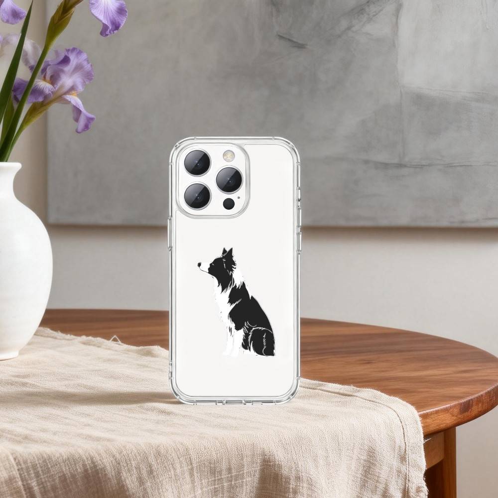 cute border collie dog Phone Case For iPhone17,16,15,14,13Pro Max,us,Soft Silicone Transparent Cover