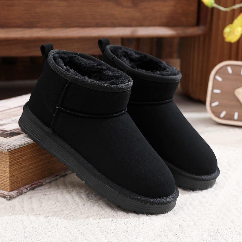 

Женские зимние сапоги с подкладкой из искусственного меха, ботильоны из искусственной замши на платформе с молнией, теплые плюшевые, удобные, нескользящие, короткие ботинки для женщин 40