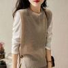 Gilet da Donna Lavorato a Maglia Oversize Canottiera Senza Maniche Top Maglione Largo Gilet Monocolore Casual Scollo Tondo