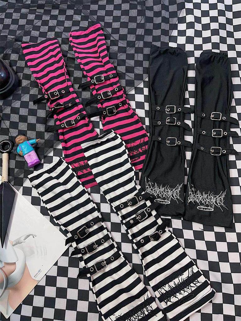 Gothic Embroidered Arm Covers Women Kawaii Japanese Harajuku Goth Half Finger Arm Warmer Y2K Gloves Arm Sleeve for Girls