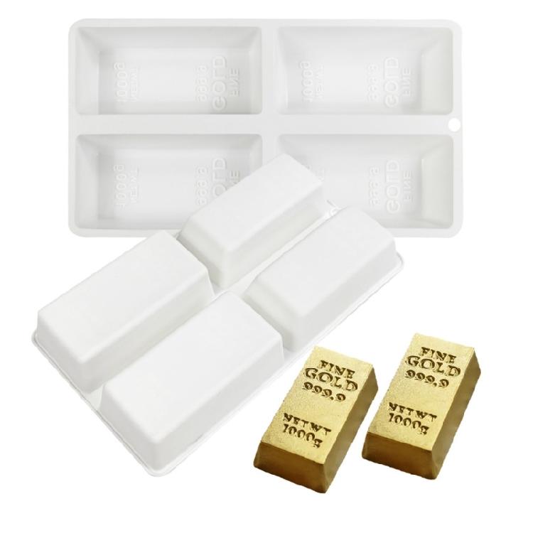 Gold Brick Shape Silicone Molds Nonstick Mousses Cake Molds Cake Decorating Tool for Truffles Cheesecakes Easy To Clean