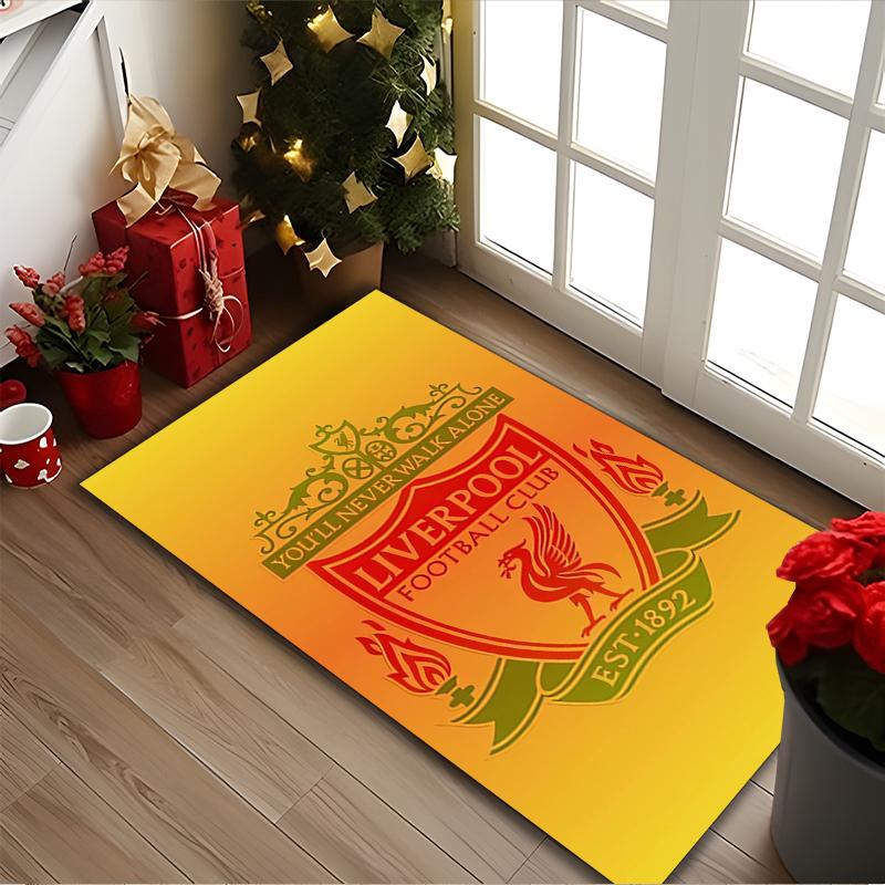 1 stk Liverpool FC Tæppe til Værelsesgulvmåtte, Komfortabel Kontorstol Printet Områdetæppe, Smukt Hotel Tæppe