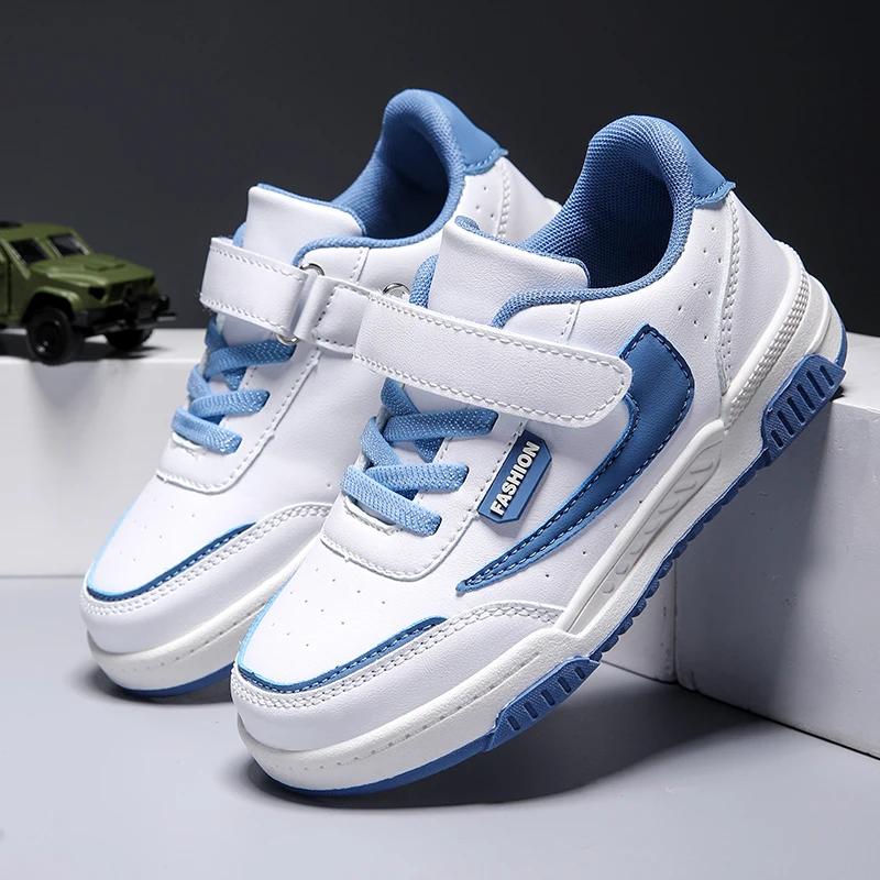 Fashion Breathable Soft Children Sport New Leather Kids Running Shoes Youngsters Casual Walking Student Fashion Sneakers