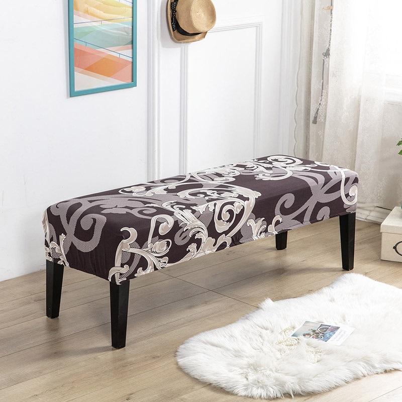 1PC Floral Printed Bench Covers Stretch Spandex Nordic Piano Long Chair Slipcover Bed Side Seat Protector Cover for Living Room