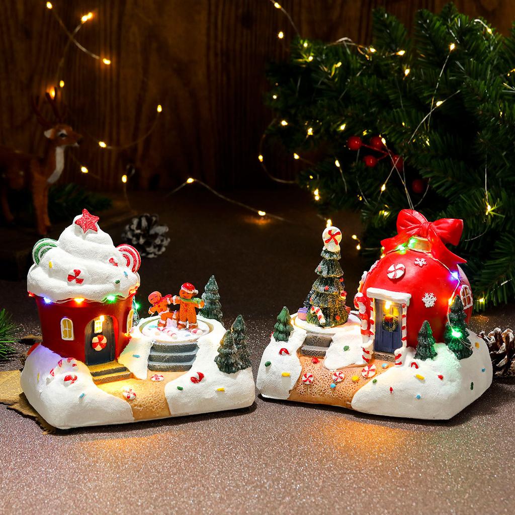 Christmas Resin Glow Rotating with Music Ornaments Christmas Gift Music Box Christmas Decorations