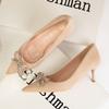 Fashion Black Suede Cloth High Heels Shoes Woman Basic Pumps 2025 Bowknot Crystal Diamond Buckle Fashion Party Sexy Women Shoes Pumps