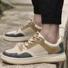 2032 Men's Handmade Flat Sole Cowhide Fashion Sneakers - Low-Top, Color Block, Large Size, Casual Spring/Autumn Trend