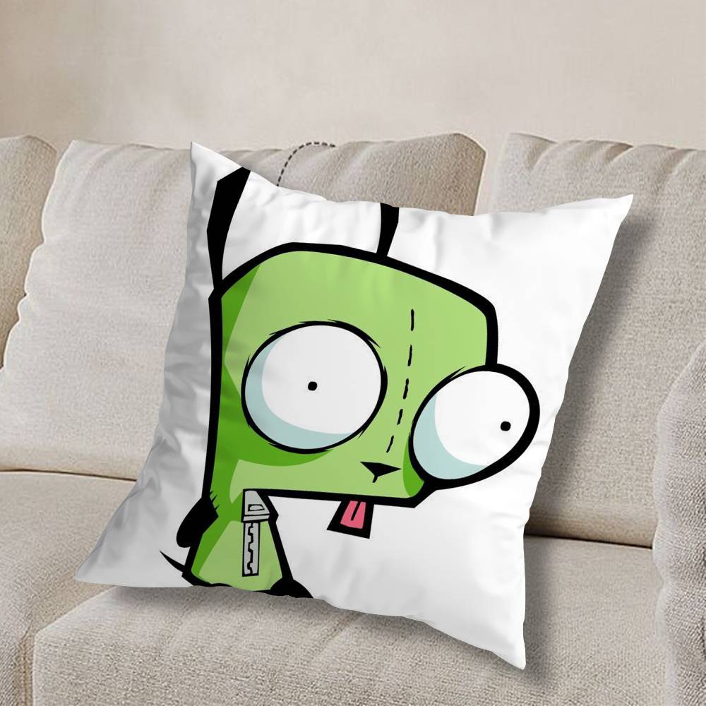 cool Invader Zim Gir I love Pillow Case Square Double-Sided Printing Short Plush Sofa Cushion Cover Bedroom Bedside Pillow