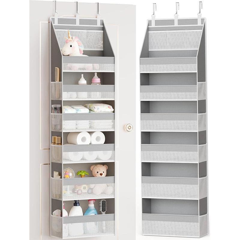 Criusia Over The Door Organizer, 6-Shelf Closet Hanging Storage with 13 Mesh Pockets, Capacity Behind The Door Storage