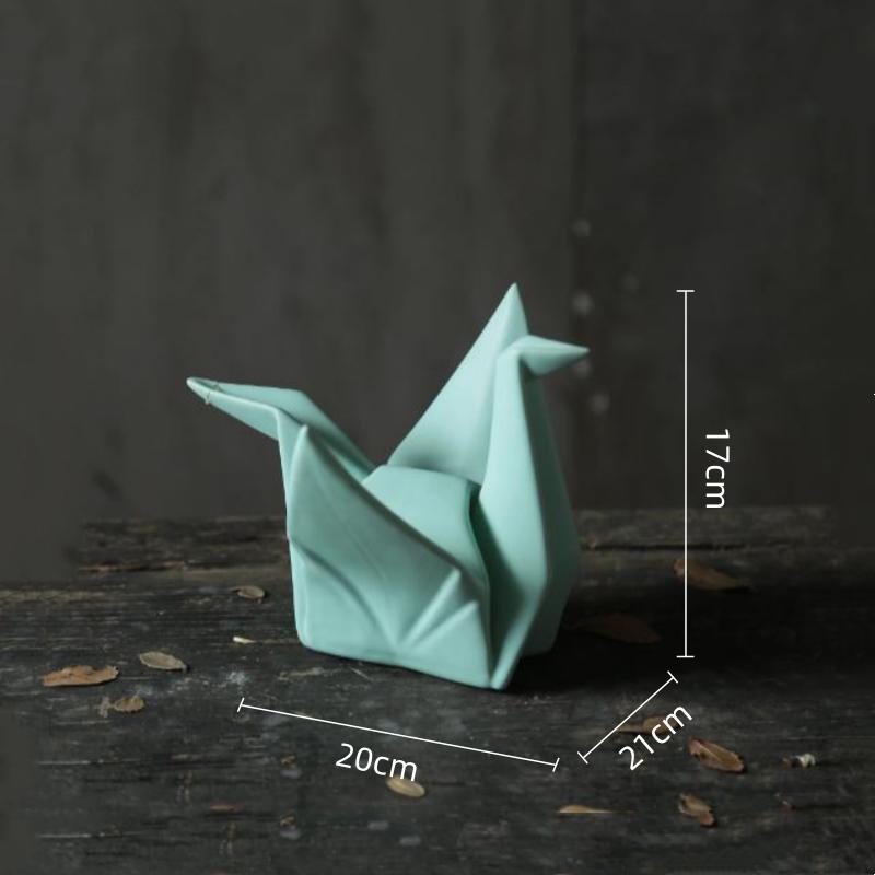 Ceramic Handicrafts Silver Paper Crane Geometric Bird Sculpture Origami Decorative Figurines Home Decoration Accessories