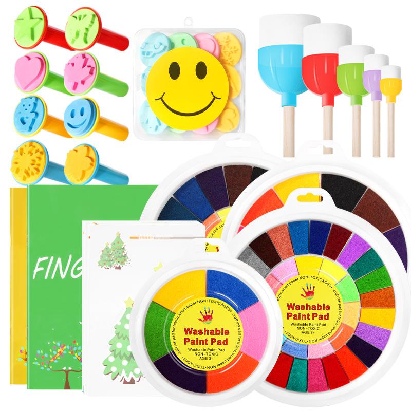 Finger Ink Pads Washable Craft Stamp Pad Kids Diy Early Learning Art And Craft Paint Set Painting Drawing Tools Kit For Children