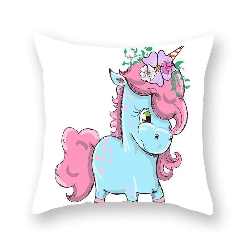 Einhorn-Print Kissenbezug Partydekoration Geburtstag Pfirsichhaut Kissenbezug