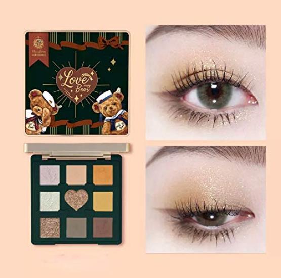 Flower Knows LoveBear Eyeshadow Palette 1 Piece 9-Color (Caramel Matcha)