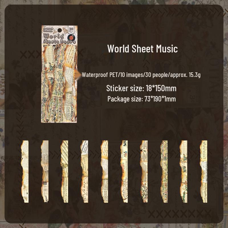 Ancient Style Laser PET Waterproof Tape and Flowing Sand Stickers for DIY Journals and Background Decorations