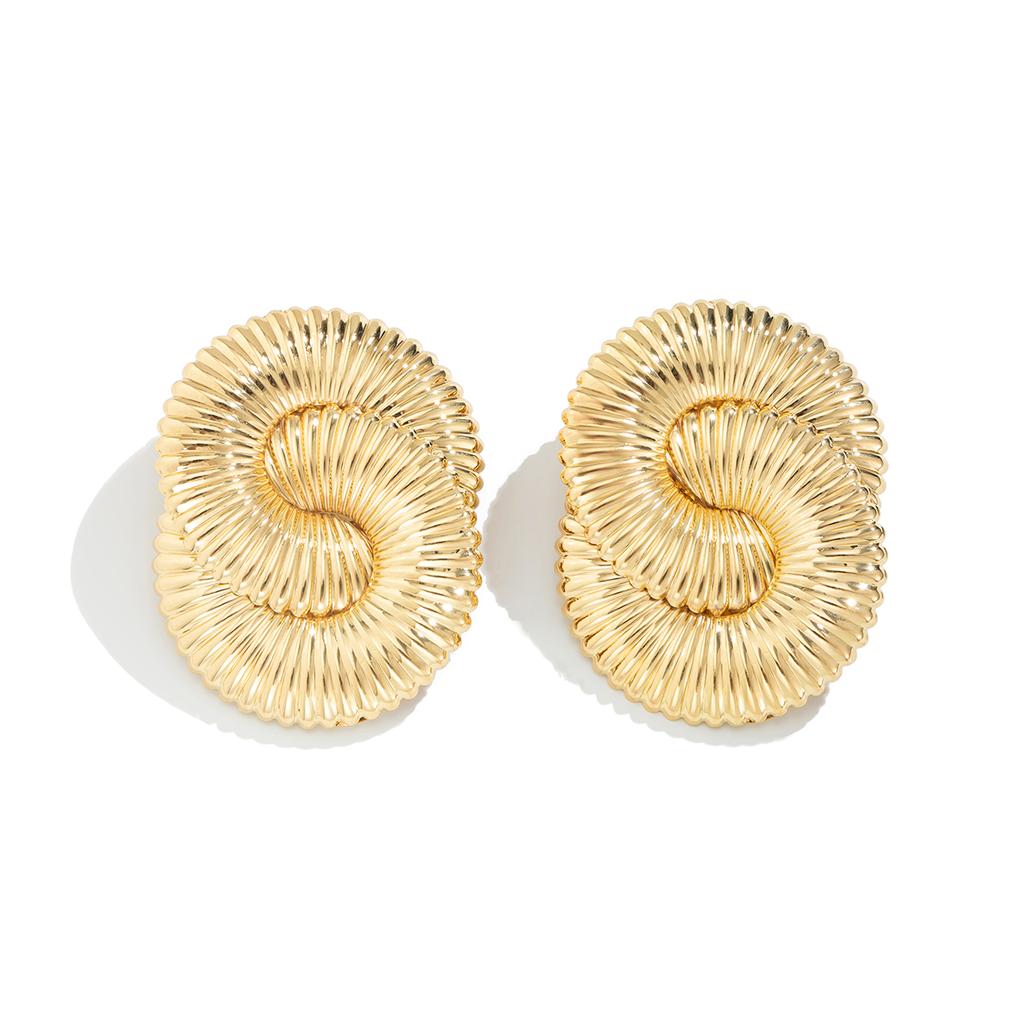 Ingemark Exageración Pendientes de Botón Geométricos Espirales Grandes para Mujer 2026 Nuevos Irregulares Metal Perforación Accesorios para Orejas Joyería Regalo