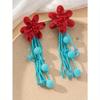 1 Pair Spring/Summer New Bohemian Style Handmade Beaded Flowers & Sequin Tassel Fashion Earrings for Women