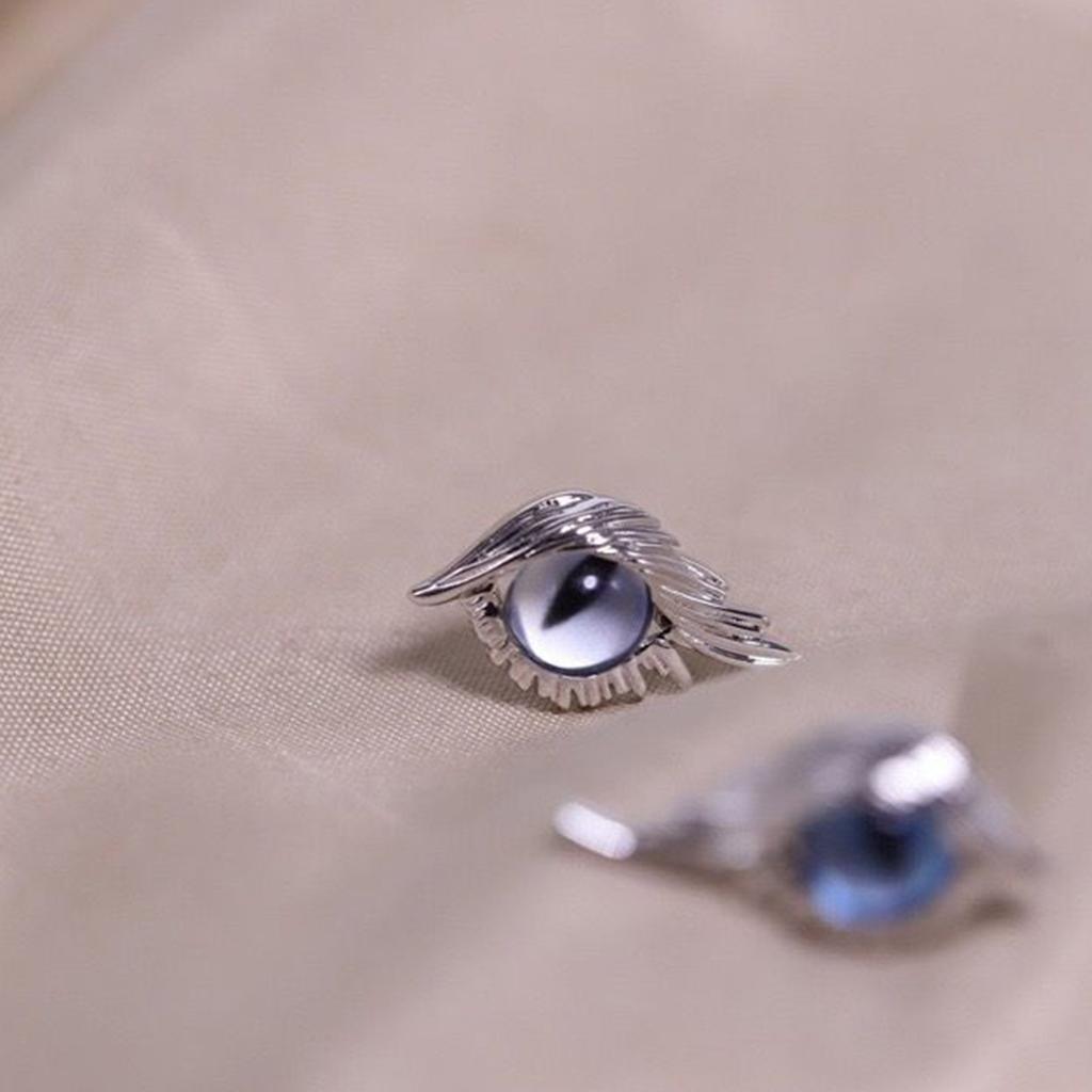 2Pcs Simple Angel Feather- Wings Cat Eye Earrings Female Ins Popular All-match Hip-hop Street Earrings for Birthday Gift