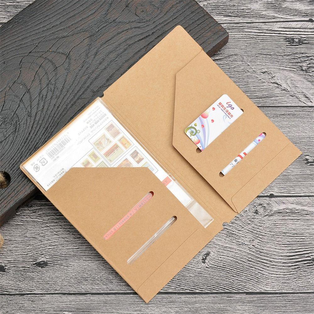 Kraft Paper Stationery Tickets Cards Holder Cards Storage Bag Card Holder Pocket File Holder