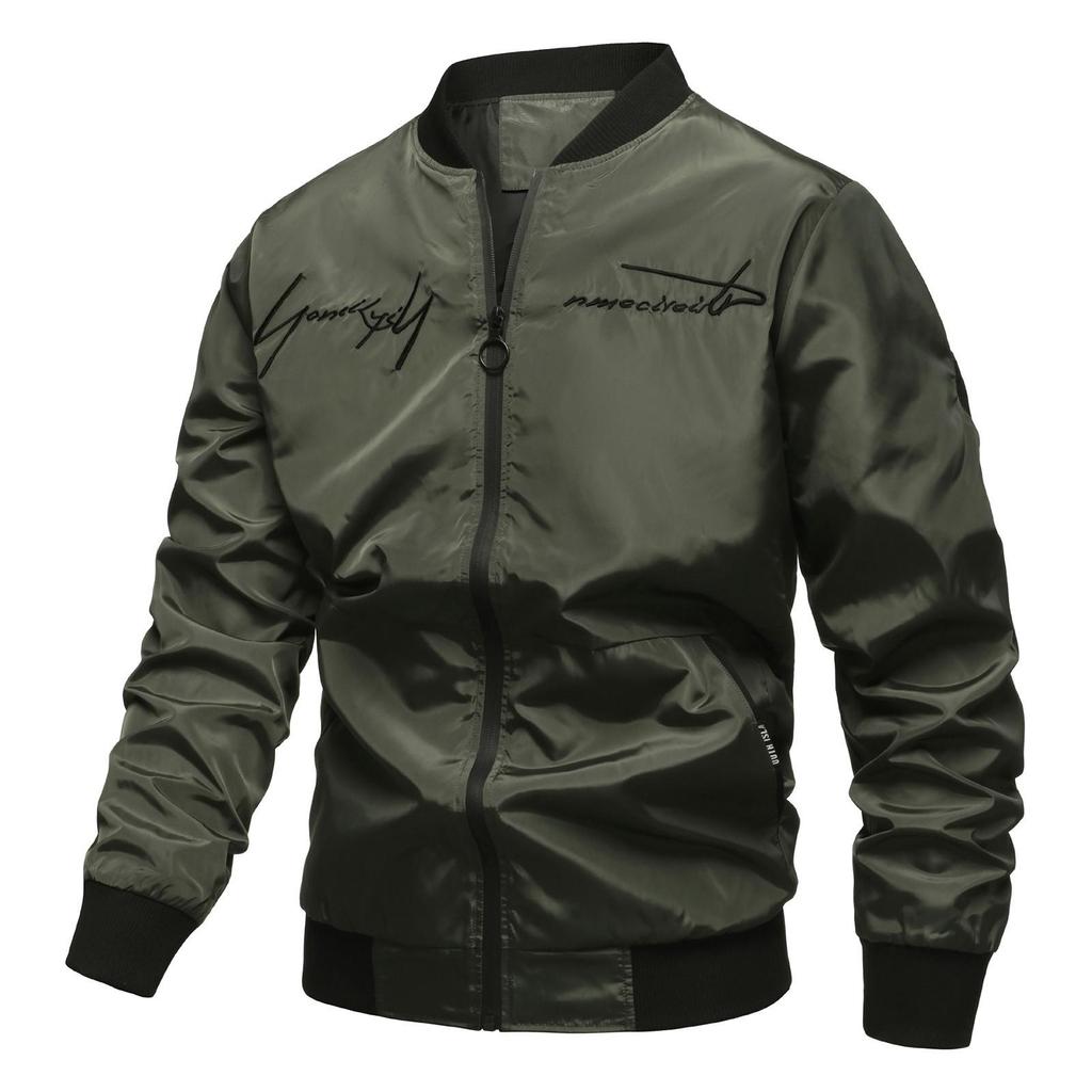 Erkek İlkbahar Beyzbol Yaka Düz Renk Ceket Erkek Günlük Ceket Bol Üstler