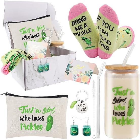 SAIWEILAI ONLINE 6 Pieces Pickle Gifts Set for Women,pickle gifts for pickle lovers,Just a Girl Who Loves Pickles Gifts,Pickle Christmas Gift Style--1