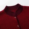 Women's Thick Pure Wool Cardigan: Large Size Stand Collar Sweater for Middle-aged and Elderly