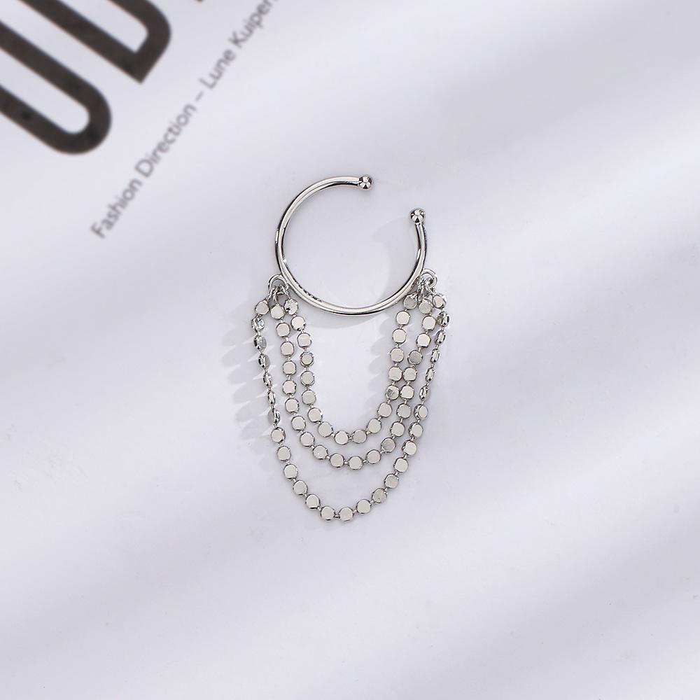 Long Chain Irregular Line Earclip Without Hole Earring for Women Simple Fake Piercing Earcuff Ear Accessories Zircon Party Gift